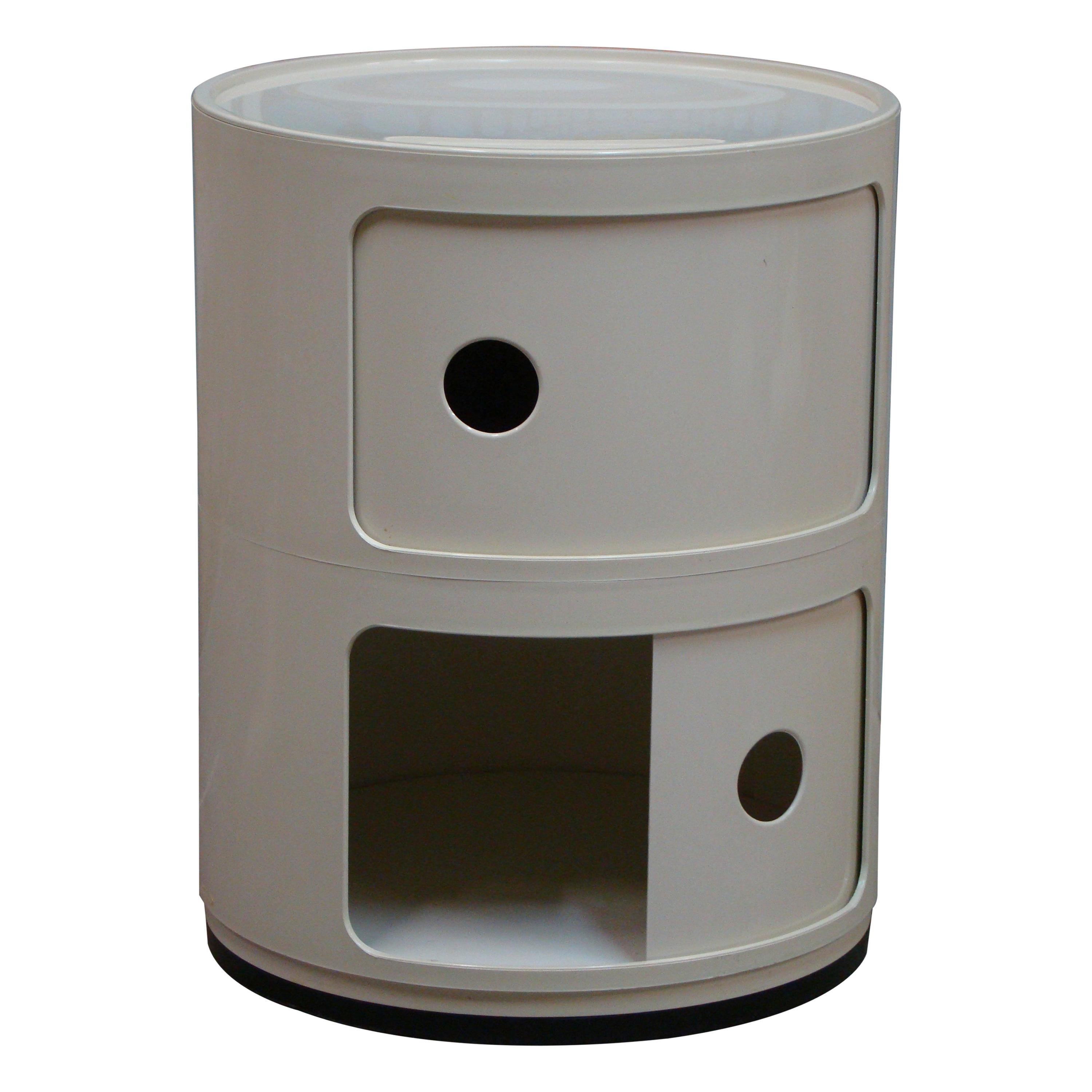 Kartell "Componibili" Round 2-Section Stacking Storage Unit in White, Italy