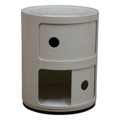 Used Kartell "Componibili" Round 2-Section Stacking Storage Unit in White, Italy