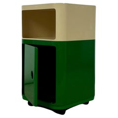 Used Kartell 'Componibili' Square Based Cabinet Modules in green and white, 1960s