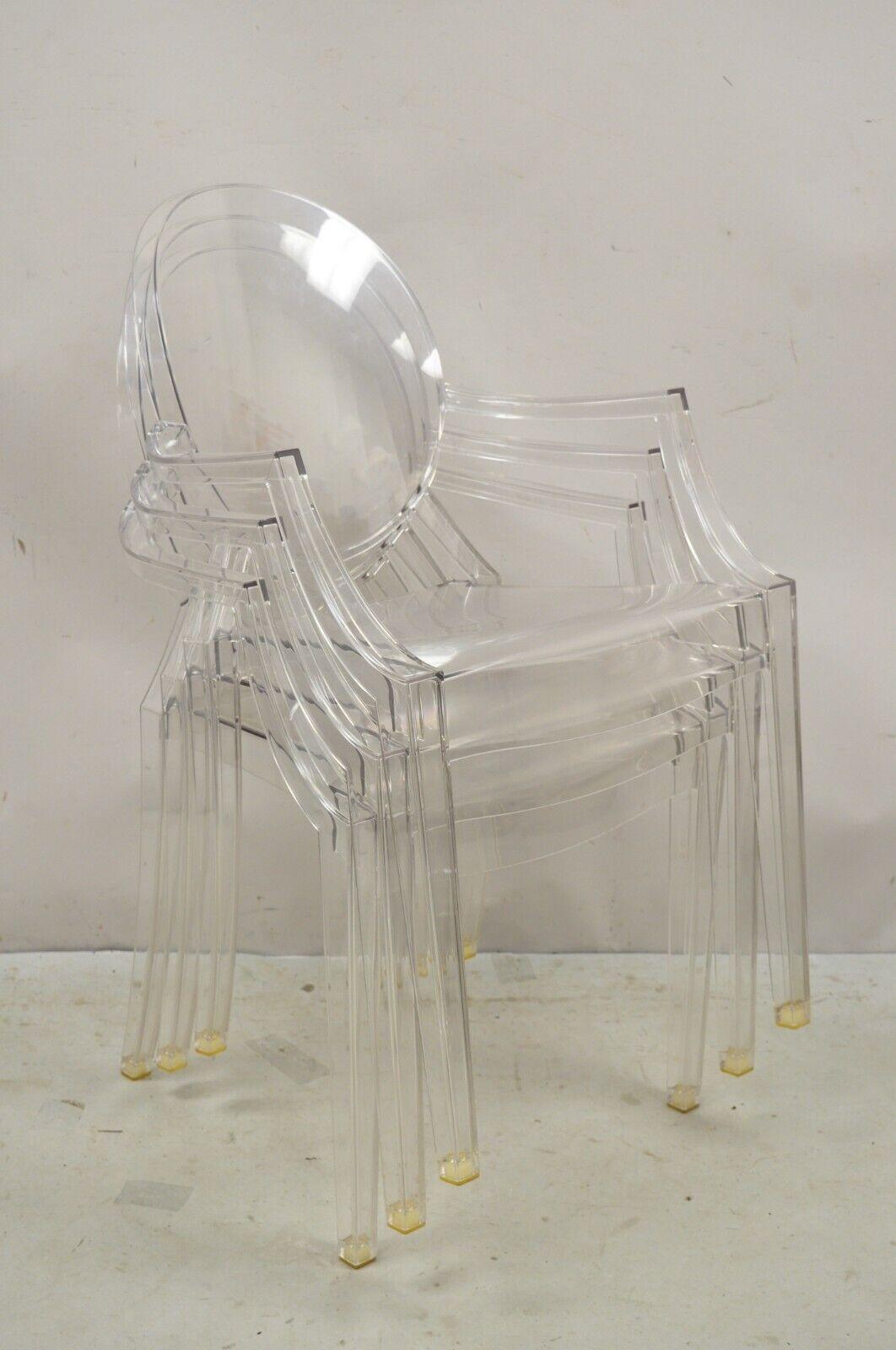 Kartell Designs Louis Ghost Arm Chair Philippe Starck - Set of 3. circa late 20th - 21st century Measurements: 36.5