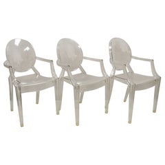 Kartell Designs Louis Ghost Armchair Philippe Starck, Set of 3