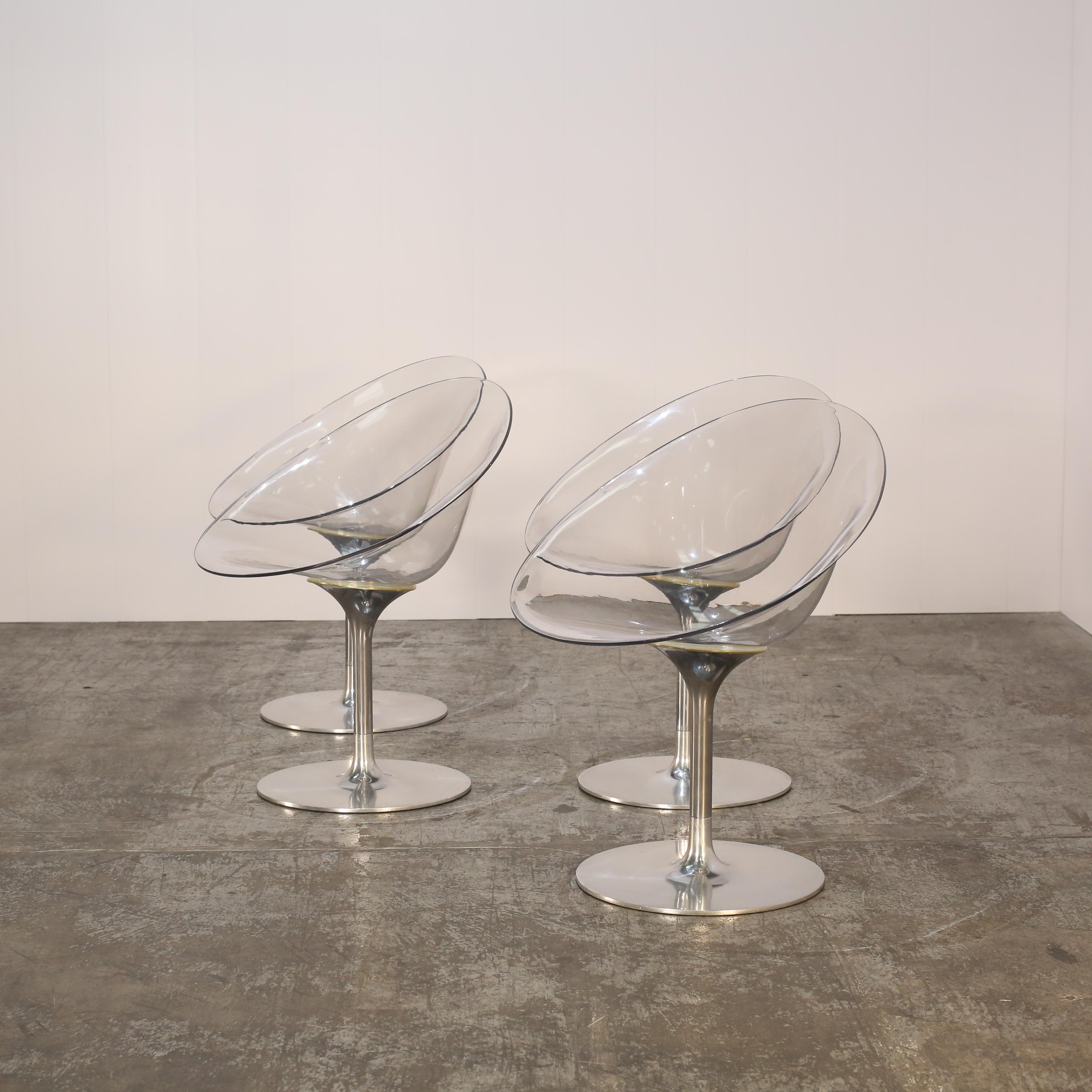 Italian Kartell Eros Swivel Chair by Phillippe Starck, Set of Four For Sale