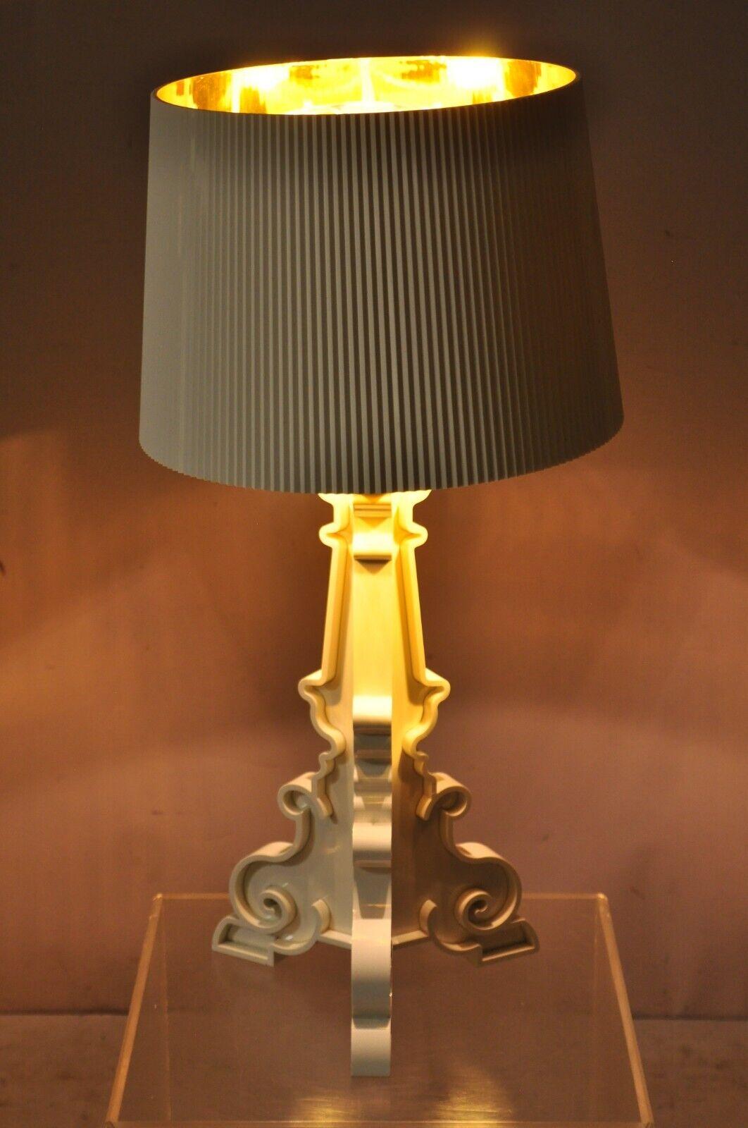 Kartell Ferruccio Laviani Bourgie White Baroque Table Lamp with Shade For Sale 4