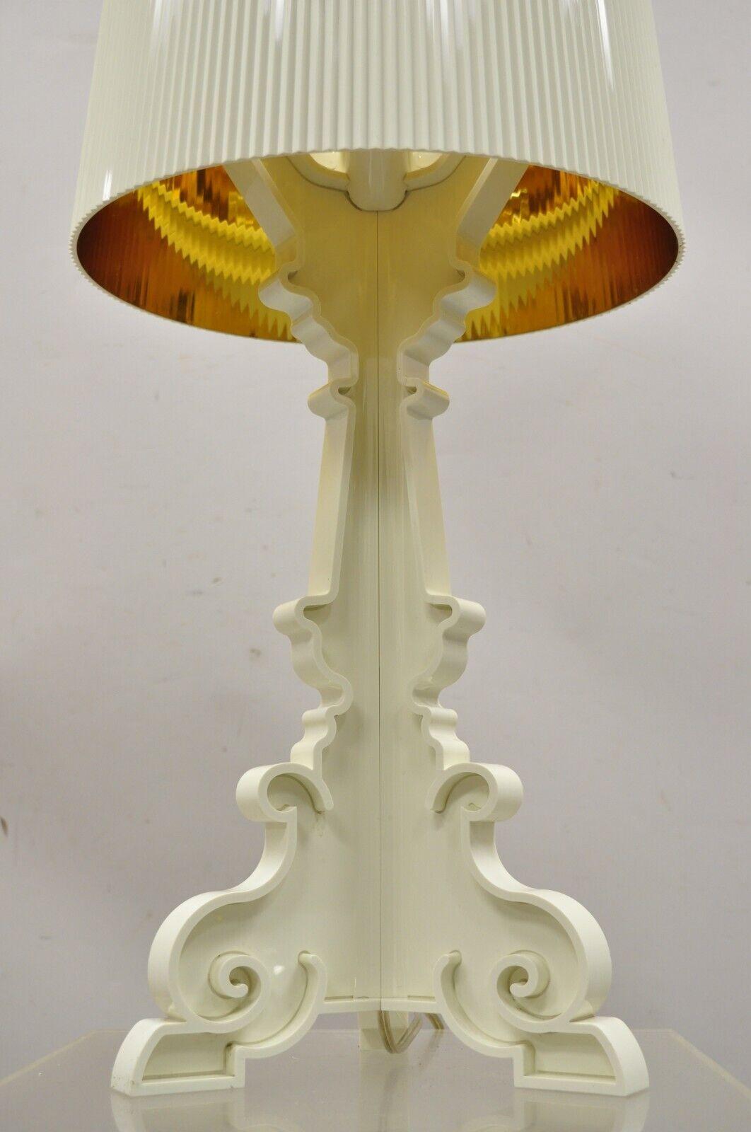 Contemporary Kartell Ferruccio Laviani Bourgie White Baroque Table Lamp with Shade For Sale