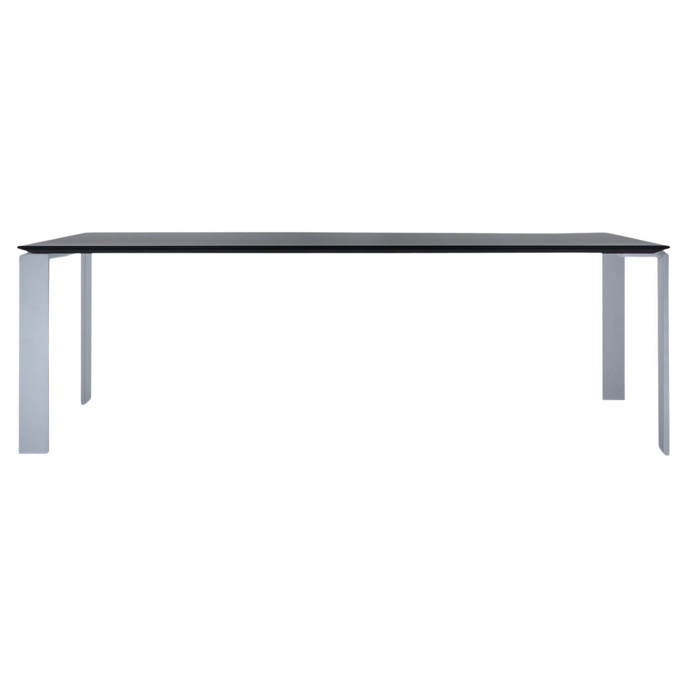 Kartell Four Table Soft Touch in Black/ Aluminum by Ferruccio Laviani For Sale