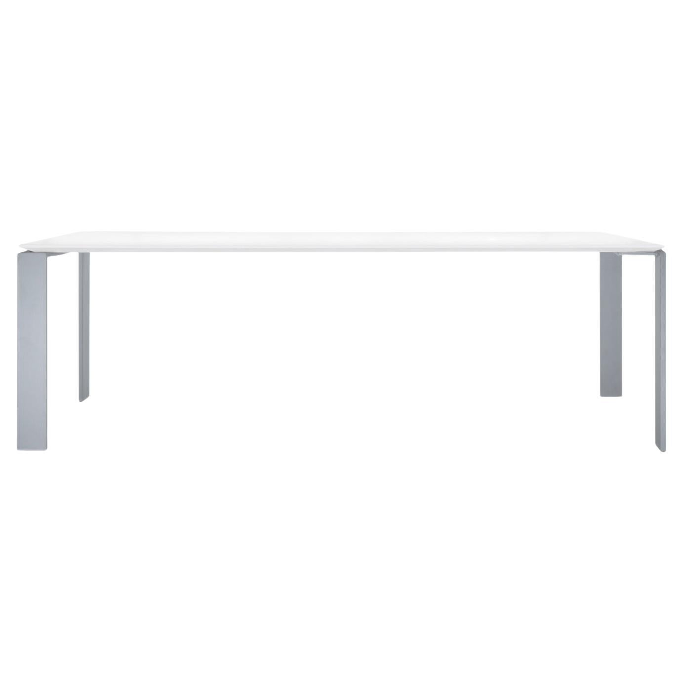 Kartell Four Table Soft Touch in White/ Aluminum by Ferruccio Laviani For Sale