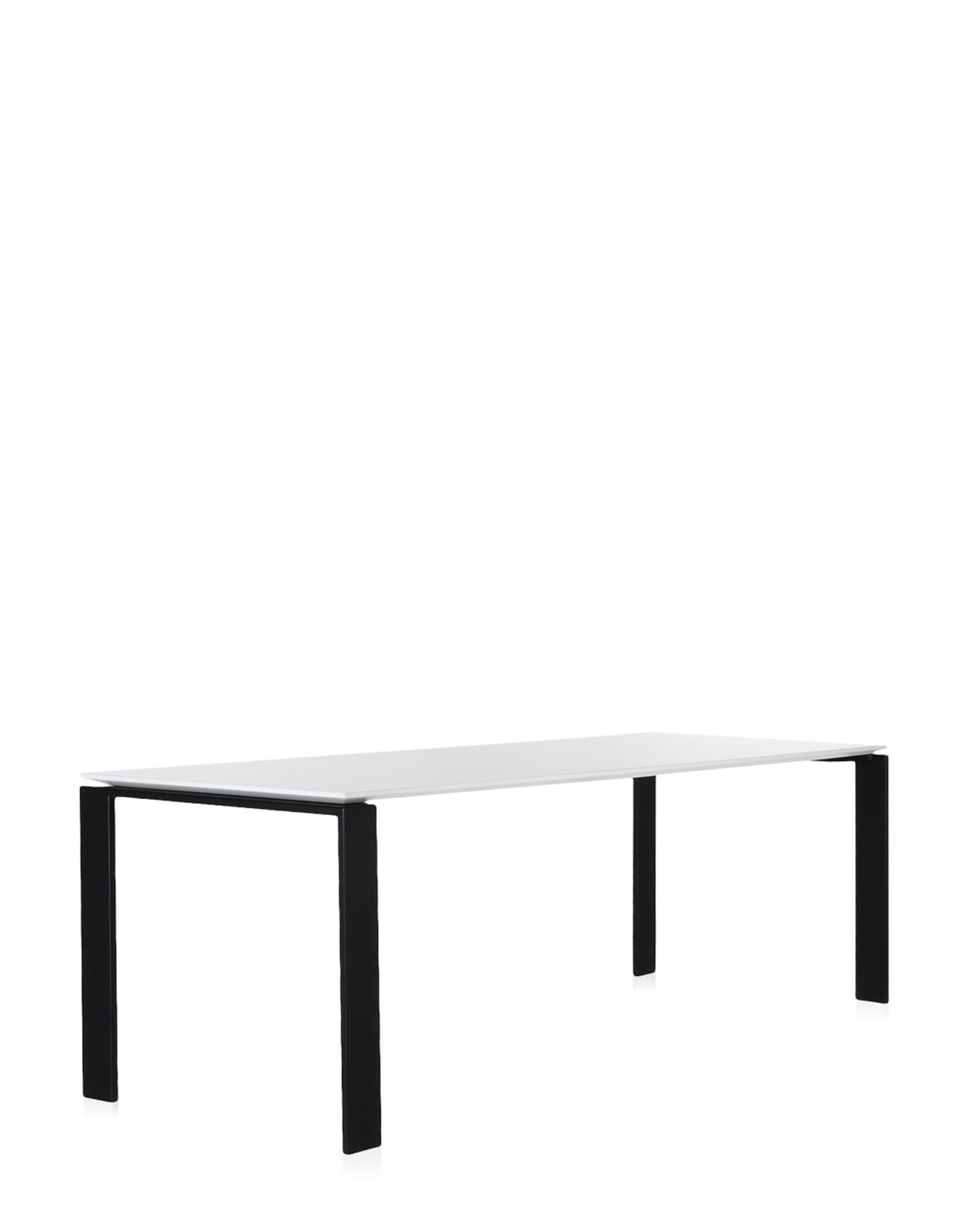 This functional and refined table also has a strict geometric design. Thanks to the elegant design solution, the position of the slim table top allows for the convenient positioning of drawers or storage furnishings for computer hardware. They can