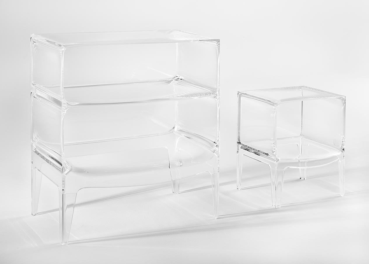 Modern Kartell Ghost Buster Nightstand in Crystal by Philippe Starck & Eugeni Quitllet For Sale