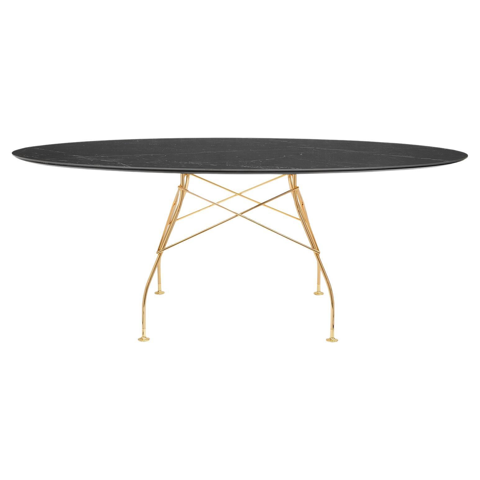 Kartell Glossy Table in Black Marble by Antonio Citterio
