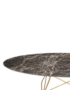 Kartell Glossy Table in Brown Emperador Marble by Antonio Citterio