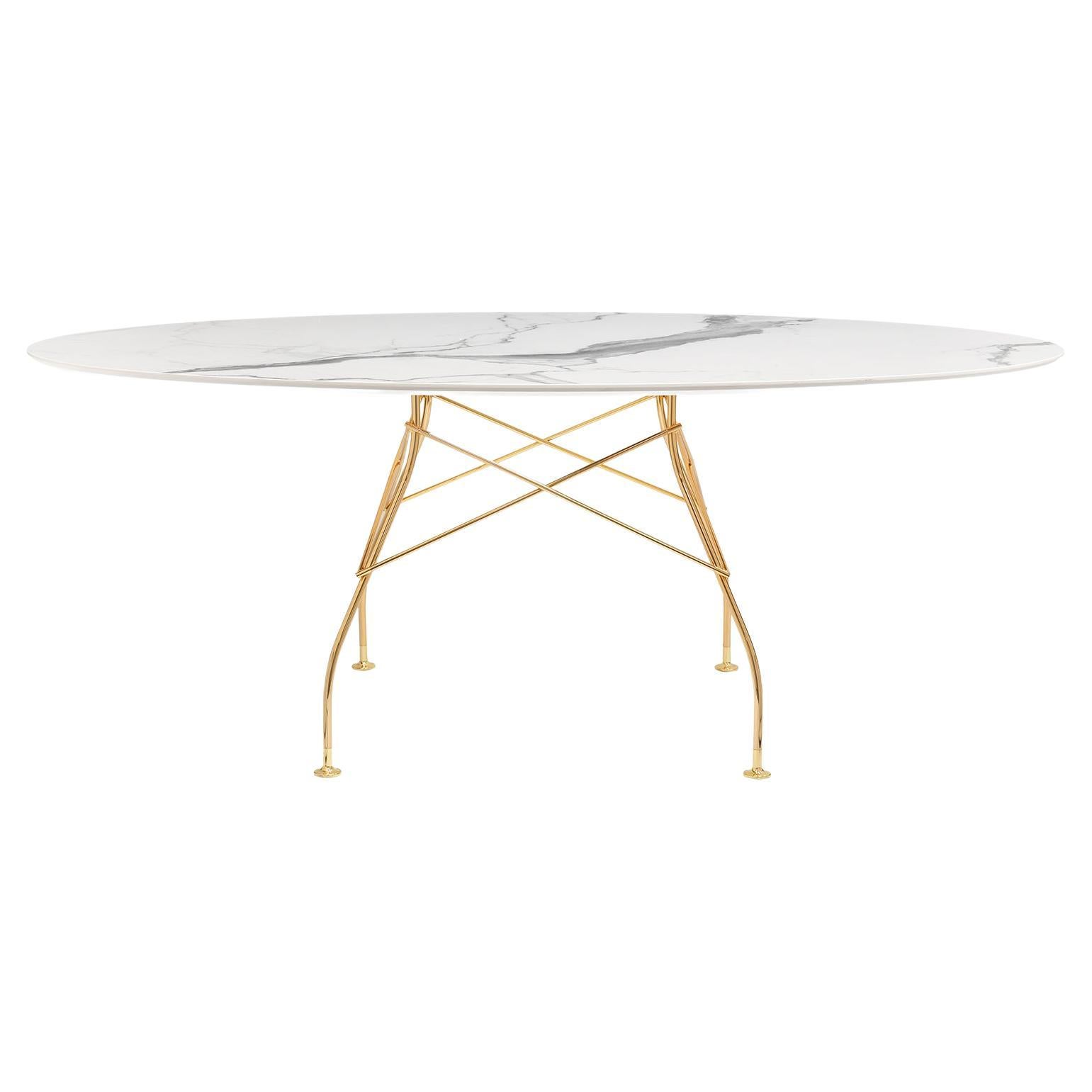 Kartell, glänzender Tisch aus weißem Marmor von Antonio Citterio