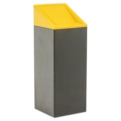 Kartell. Gray and yellow Design trash can. 1970s.
