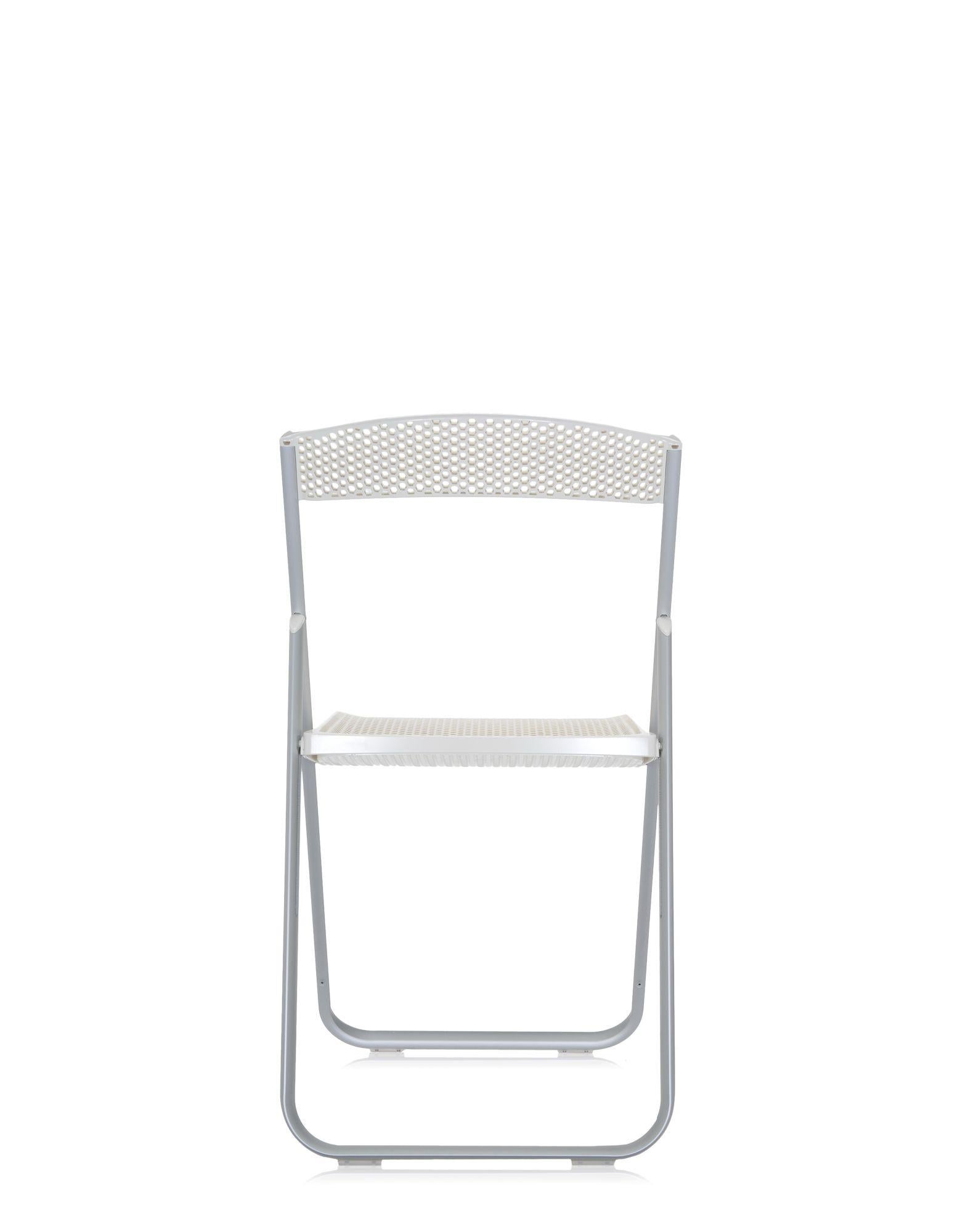 italien Chaise pliante Kartell en nid d'abeille blanc brillant par Alberto Media