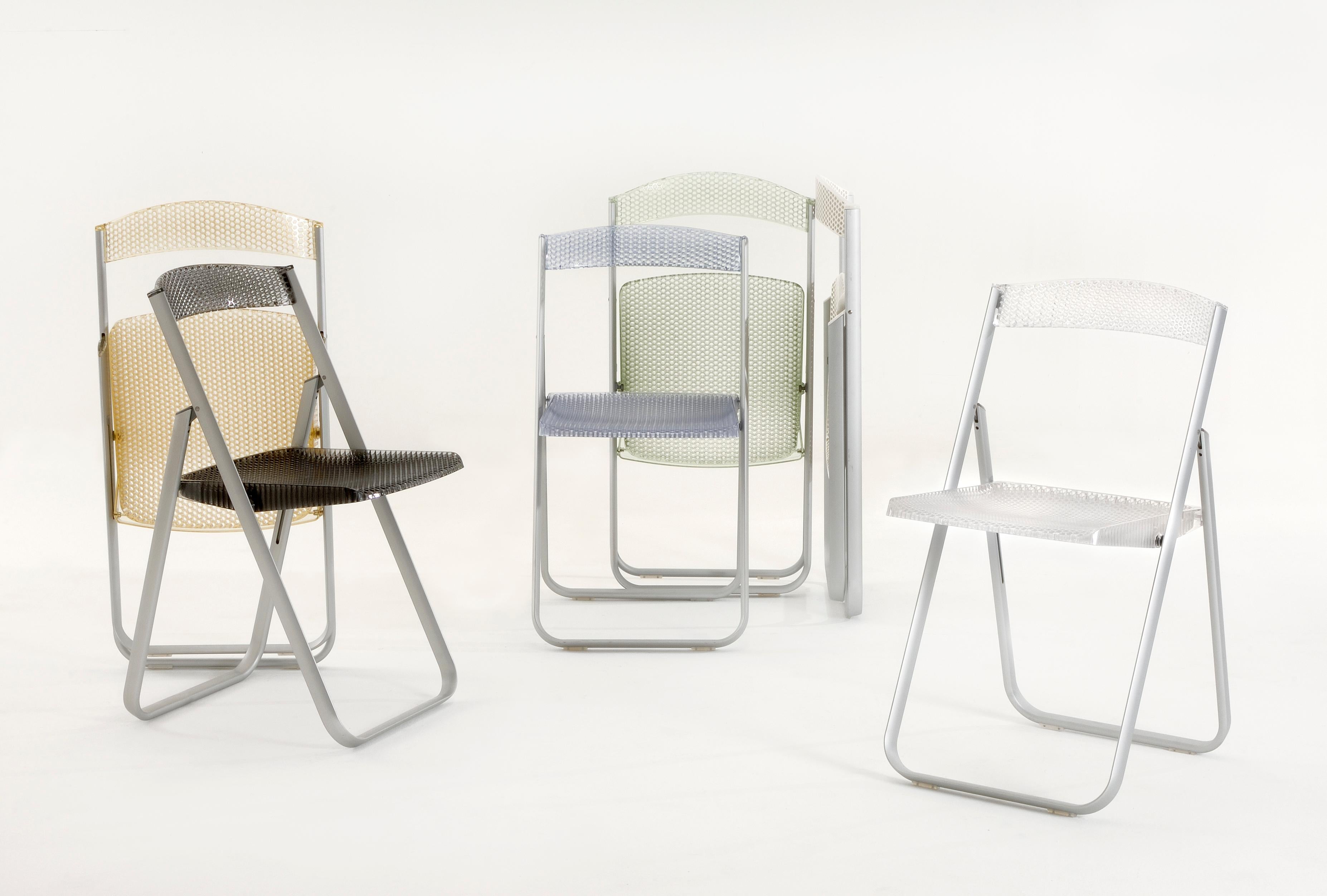 Italian Kartell Honeycomb Folding Chair in Glossy White by Alberto Media