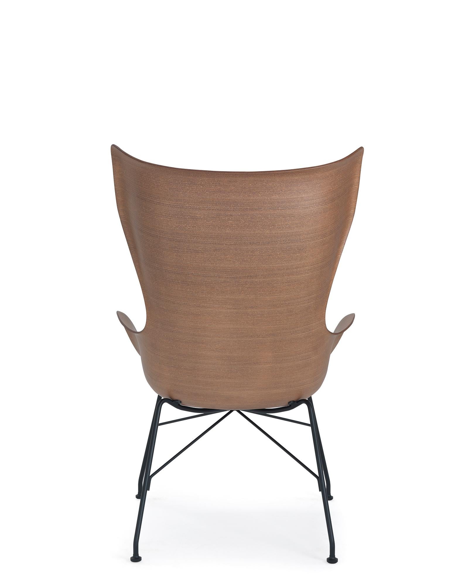Modern Kartell K-Wood Arm-Chair by Philippe Starck in Dark Wood Black For Sale
