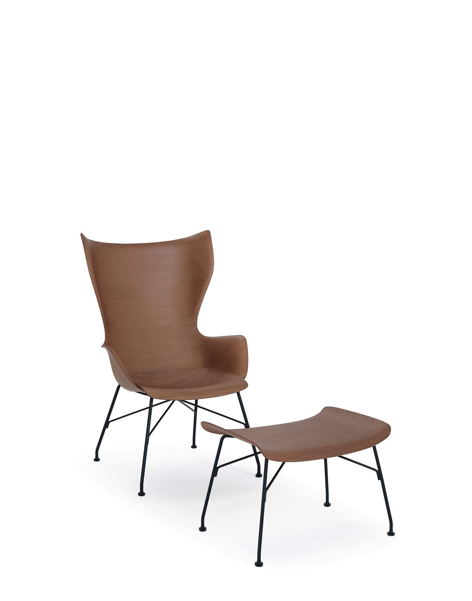 Italian Kartell K-Wood Arm-Chair by Philippe Starck in Dark Wood Black For Sale