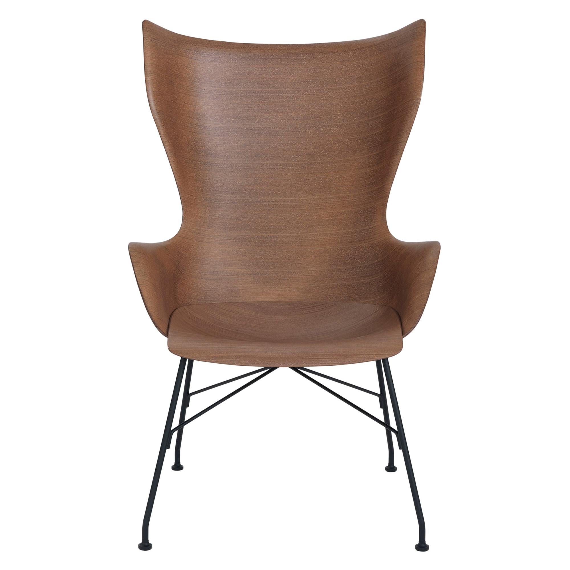 Kartell K-Wood Arm-Chair by Philippe Starck in Dark Wood Black For Sale