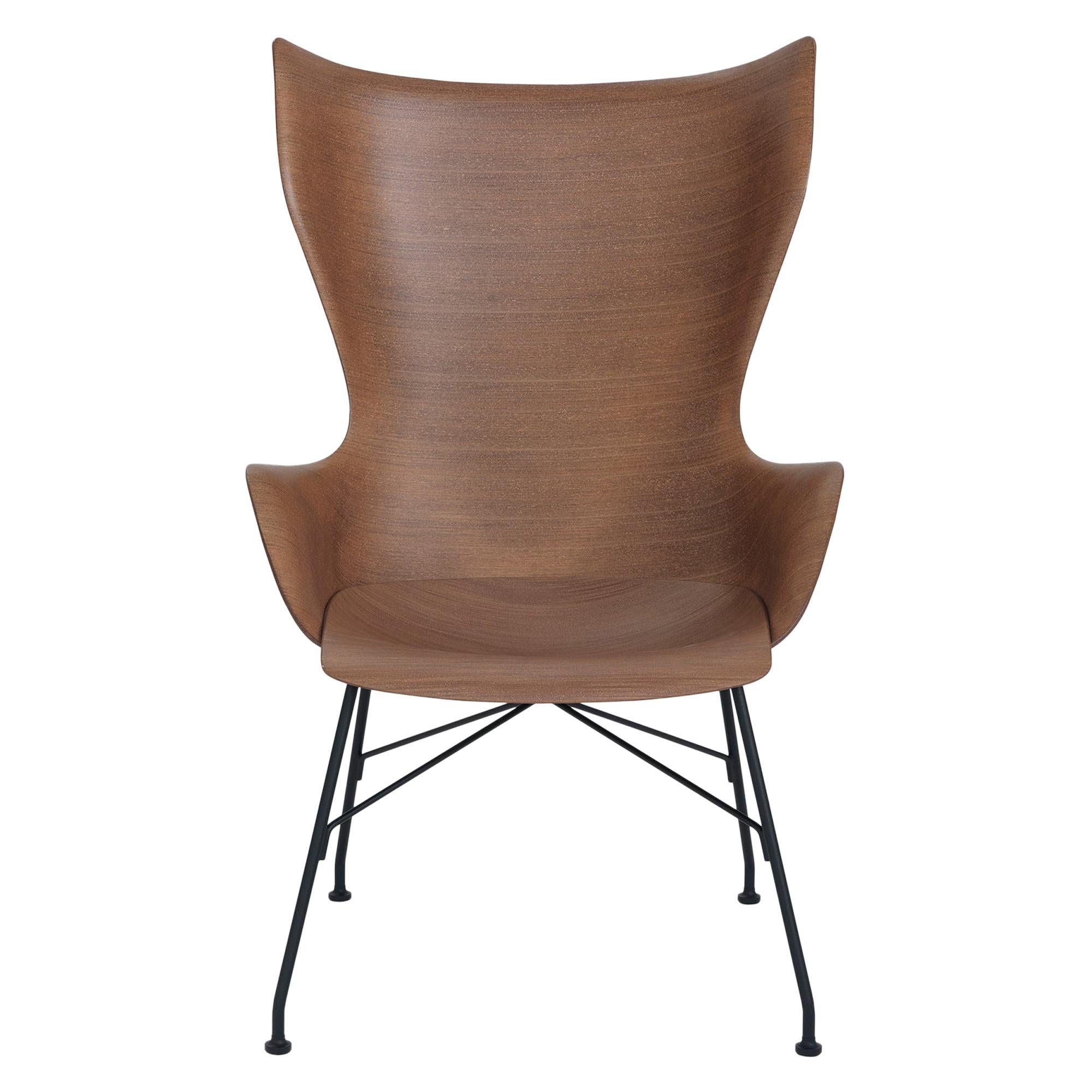 Fauteuil Kartell en bois de ronce K-Wood de Philippe Starck en bois noir foncé