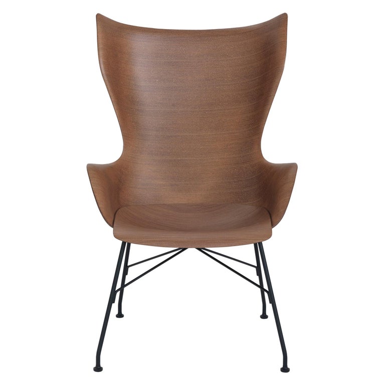 Kartell KWood ArmChair by Philippe Starck in Dark Wood Black For Sale