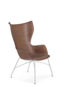 Kartell K-wood Arm-Chair by Philippe Starck in Dark Wood Chrome