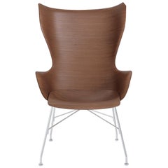 Kartell K-wood Arm-Chair by Philippe Starck in Dark Wood Chrome