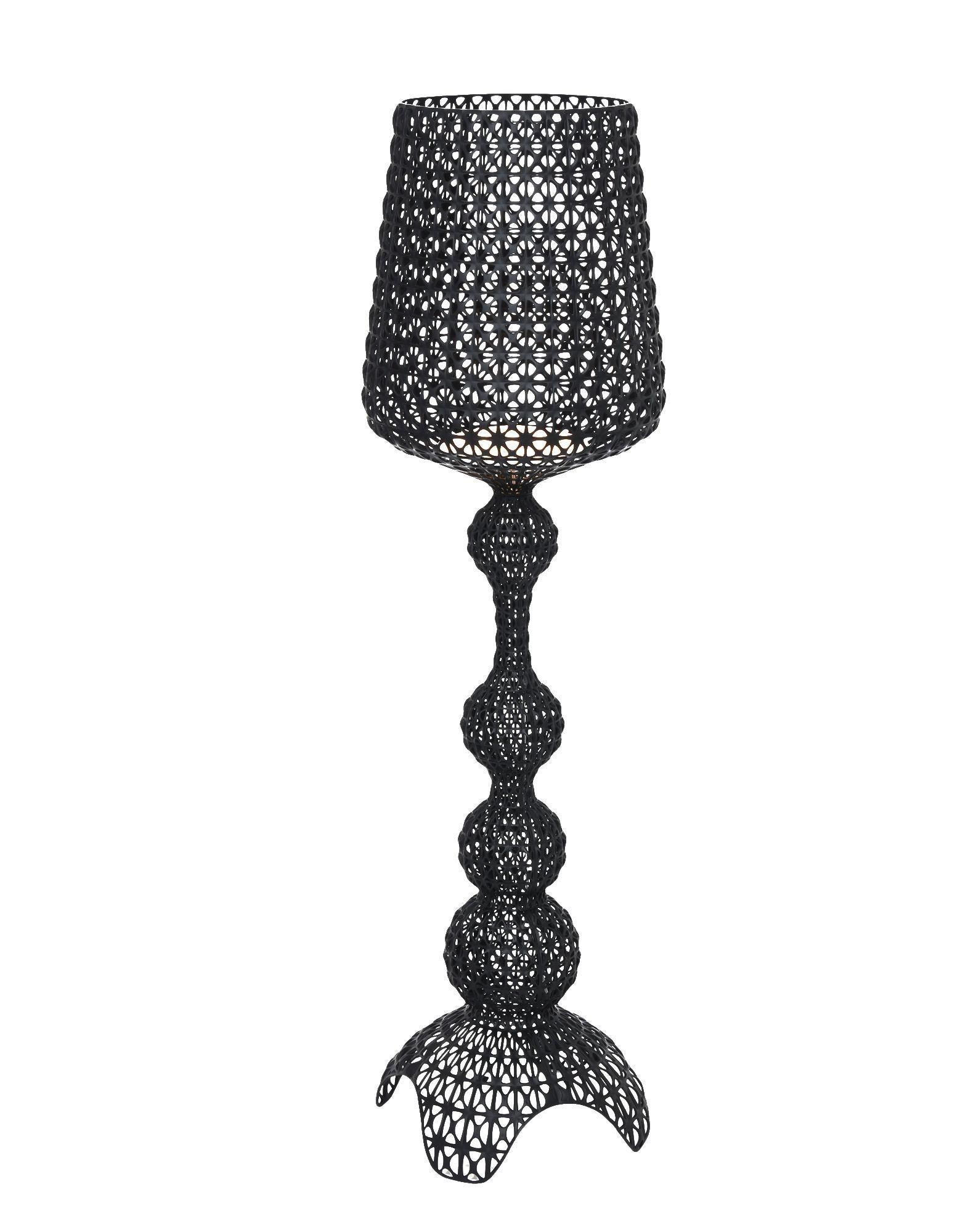 The Kabuki floor lamp is injection molded. The sophisticated injection technology used makes it possible to crate a woven structure similar to lace with a unique perforated surface through which the light is diffused.

Dimensions: Height 65.33