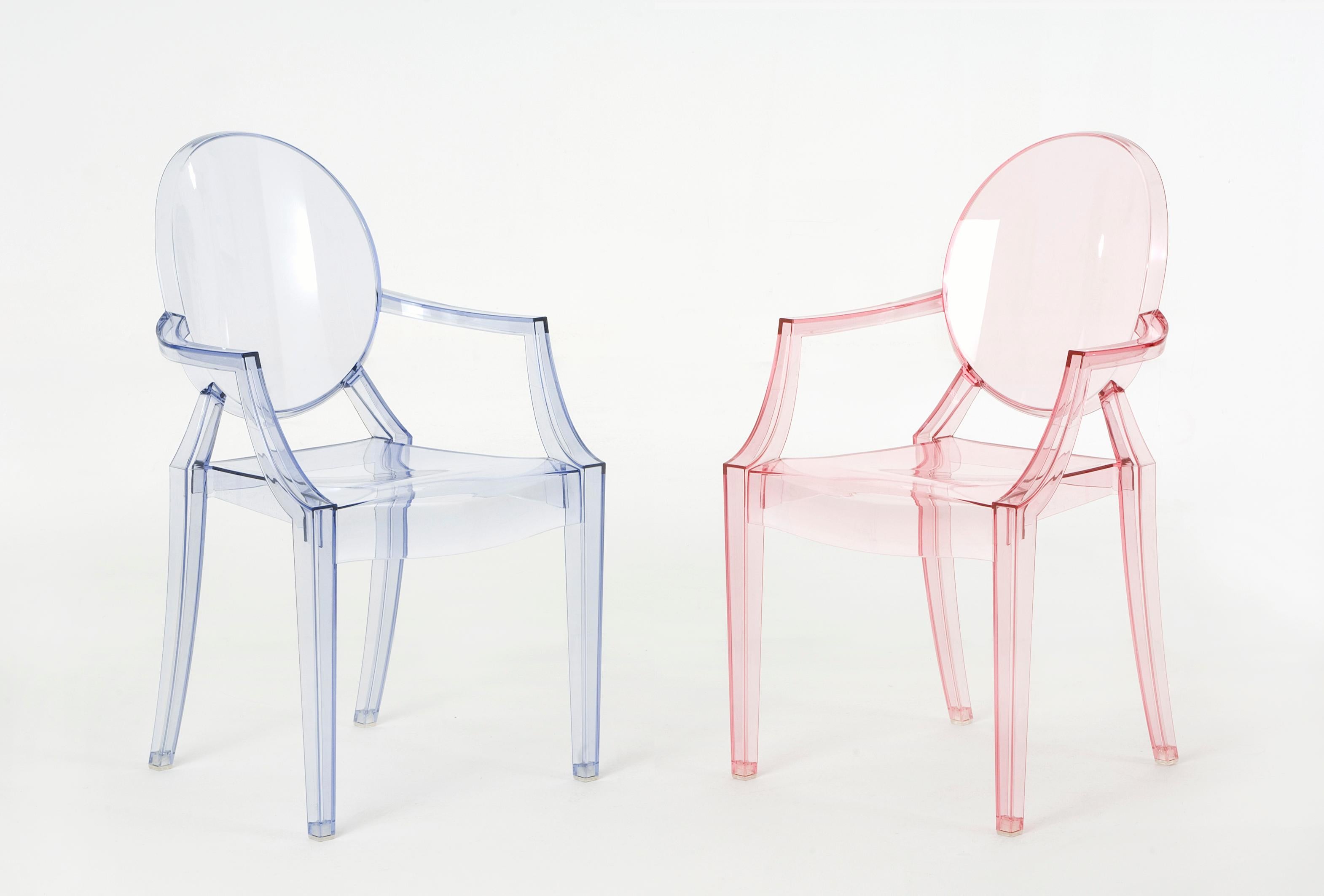 Plastic Set of 4 Kartell  Lou Children's Ghost Chair in Glossy Black by Philippe Starck For Sale