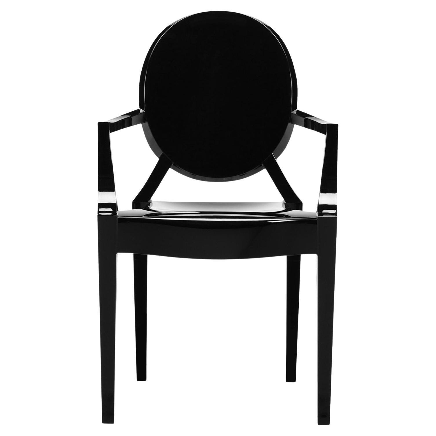 Satz von 4 Kartell  Lou Children's Ghost Chair in glänzendem Schwarz von Philippe Starck