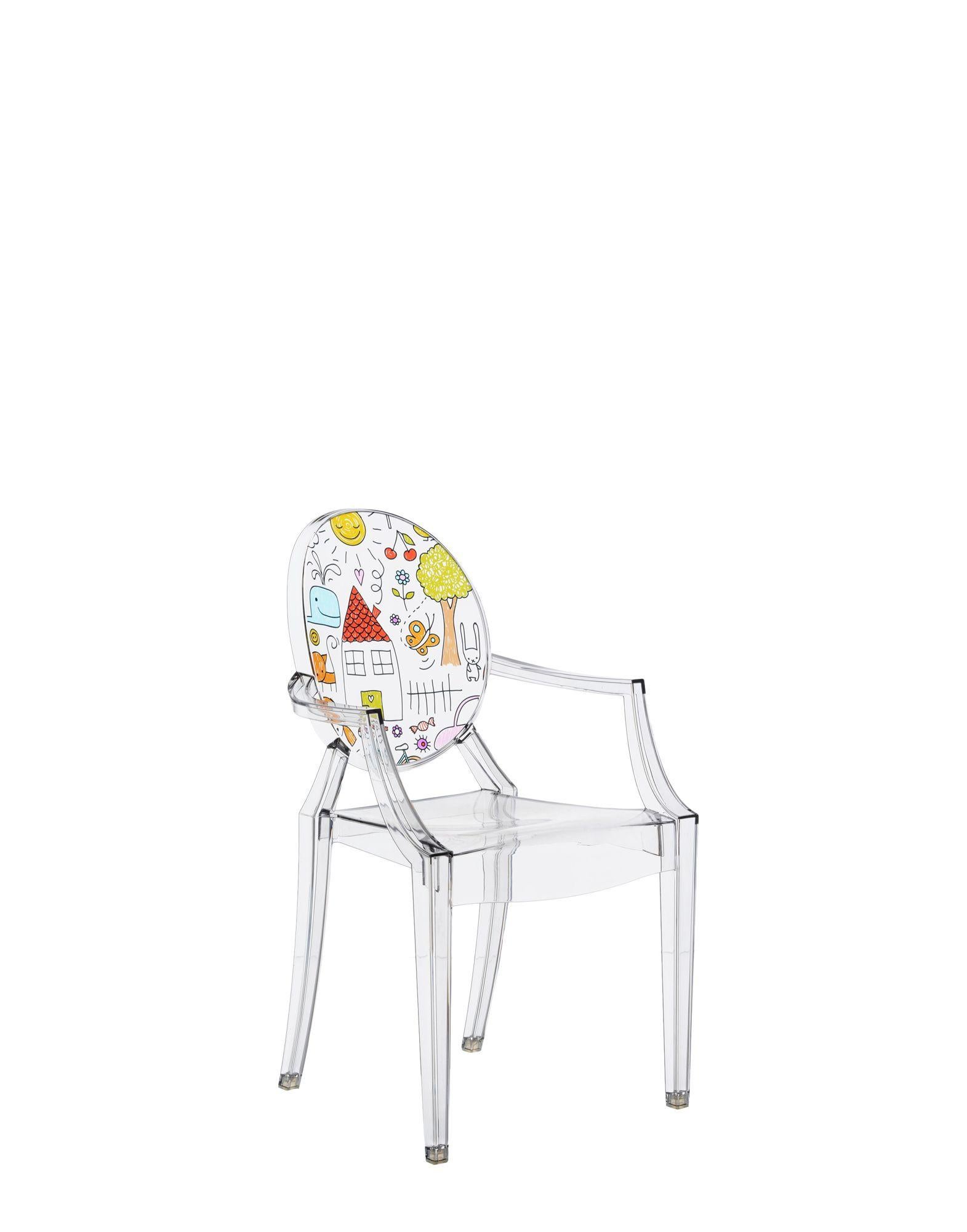 The miniature version of one of the most famous design chairs joins the Kartell Kids line in several new versions. Philippe Starck's Lou Lou Ghost gets new and customizable graphics for the fun world of kids.

Dimensions: Height 24.75 in, diameter