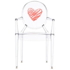 Vintage Kartell Lou Lou Children's Ghost Chair in Crystal Heart by Philippe Starck