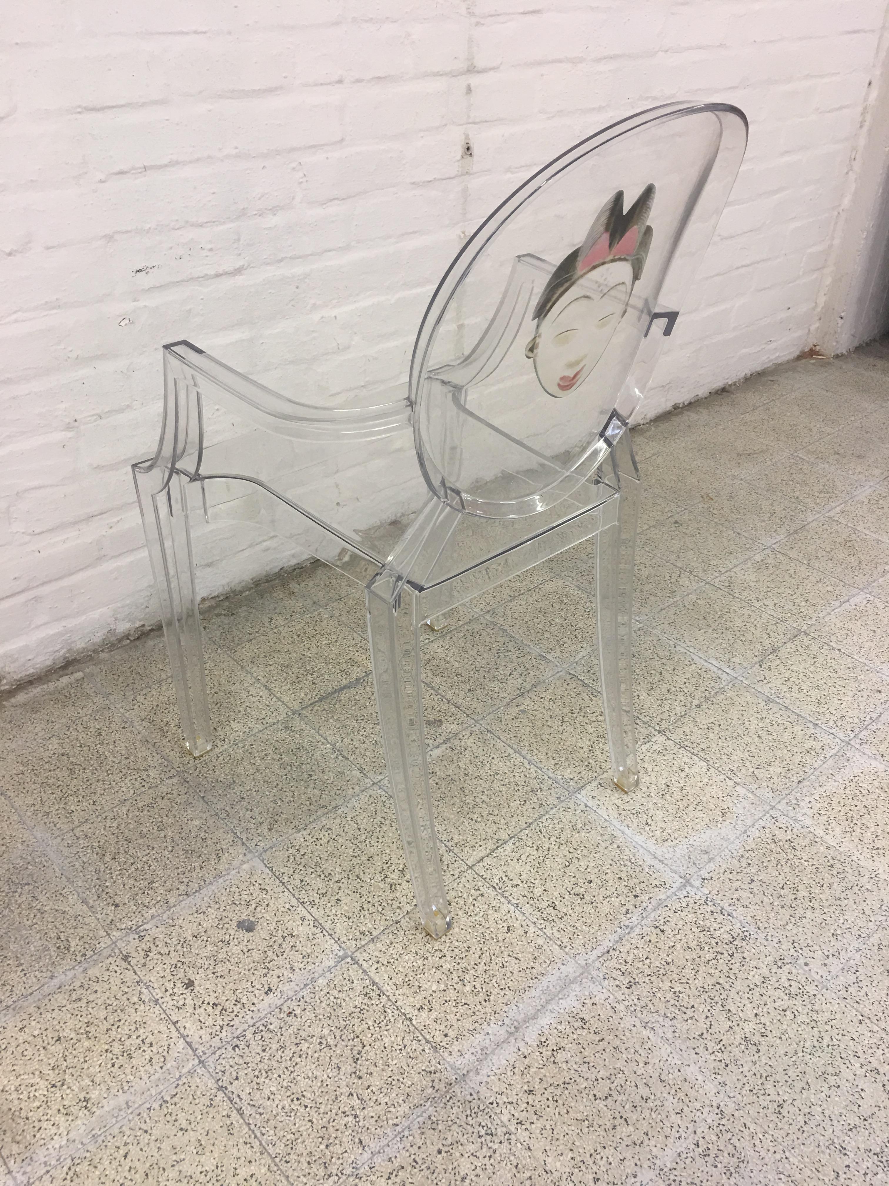 Mid-Century Modern Kartell Louis Ghost Armchair in Crystal by Philippe Starck For Sale