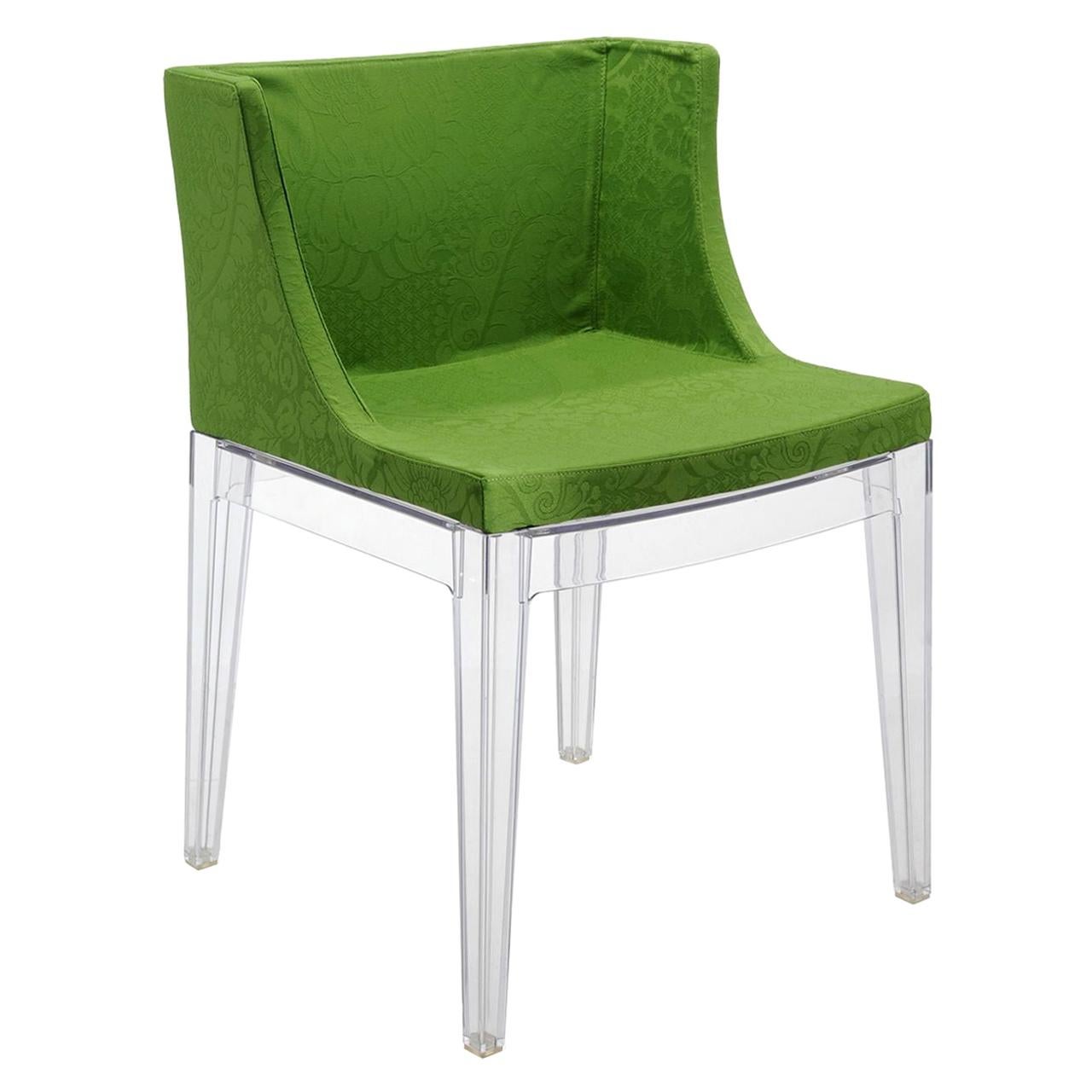 Kartell Mademoiselle Chair by Philippe Starck in Green Damask