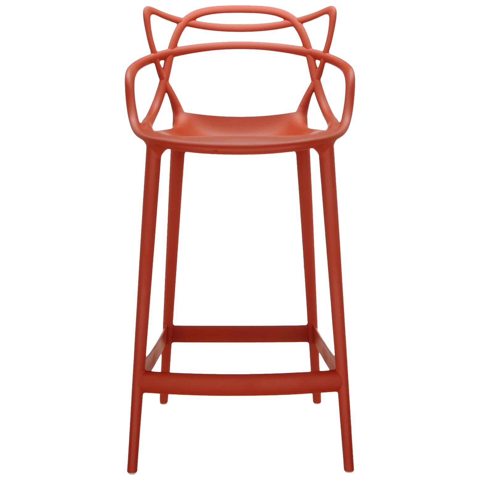 Kartell Master Counter Stool in Rust Orange by Philippe Starck & Eugeni Quitllet For Sale