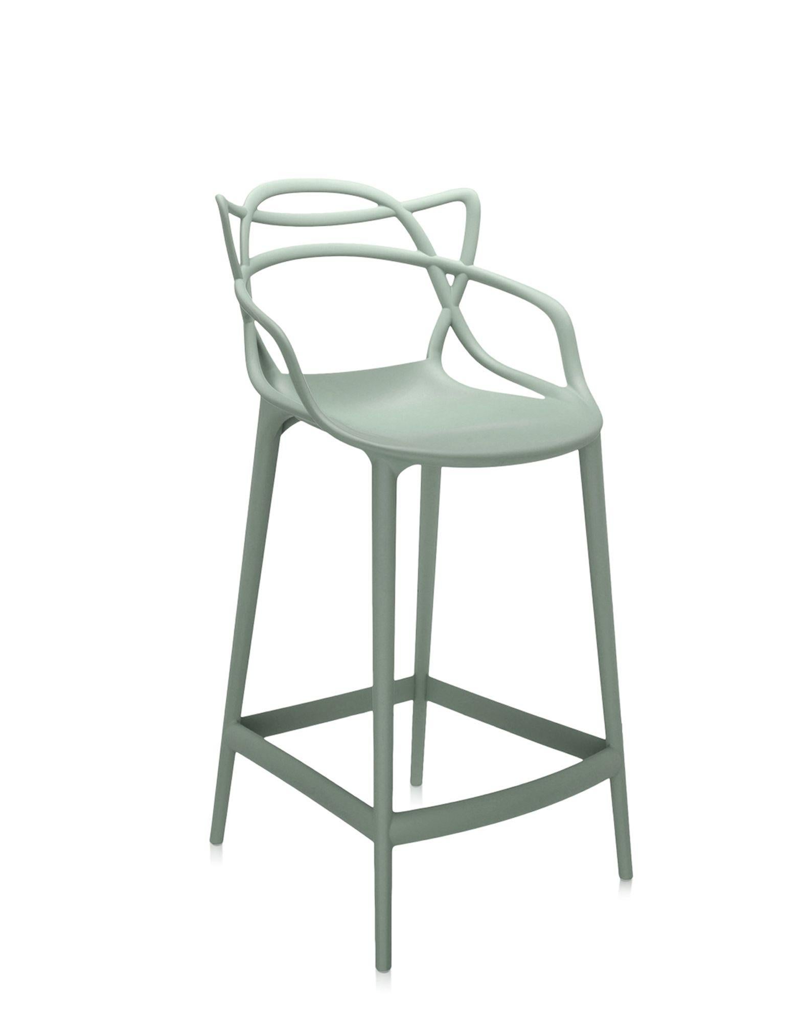 Kartell also offers a stool version of the Masters chair, winner of the Good Design Award 2010 and the Red Dot Award 2013, and a worldwide best seller. The legs are lengthened and the seat is shrunk, but the frame's unmistakable graphic look,