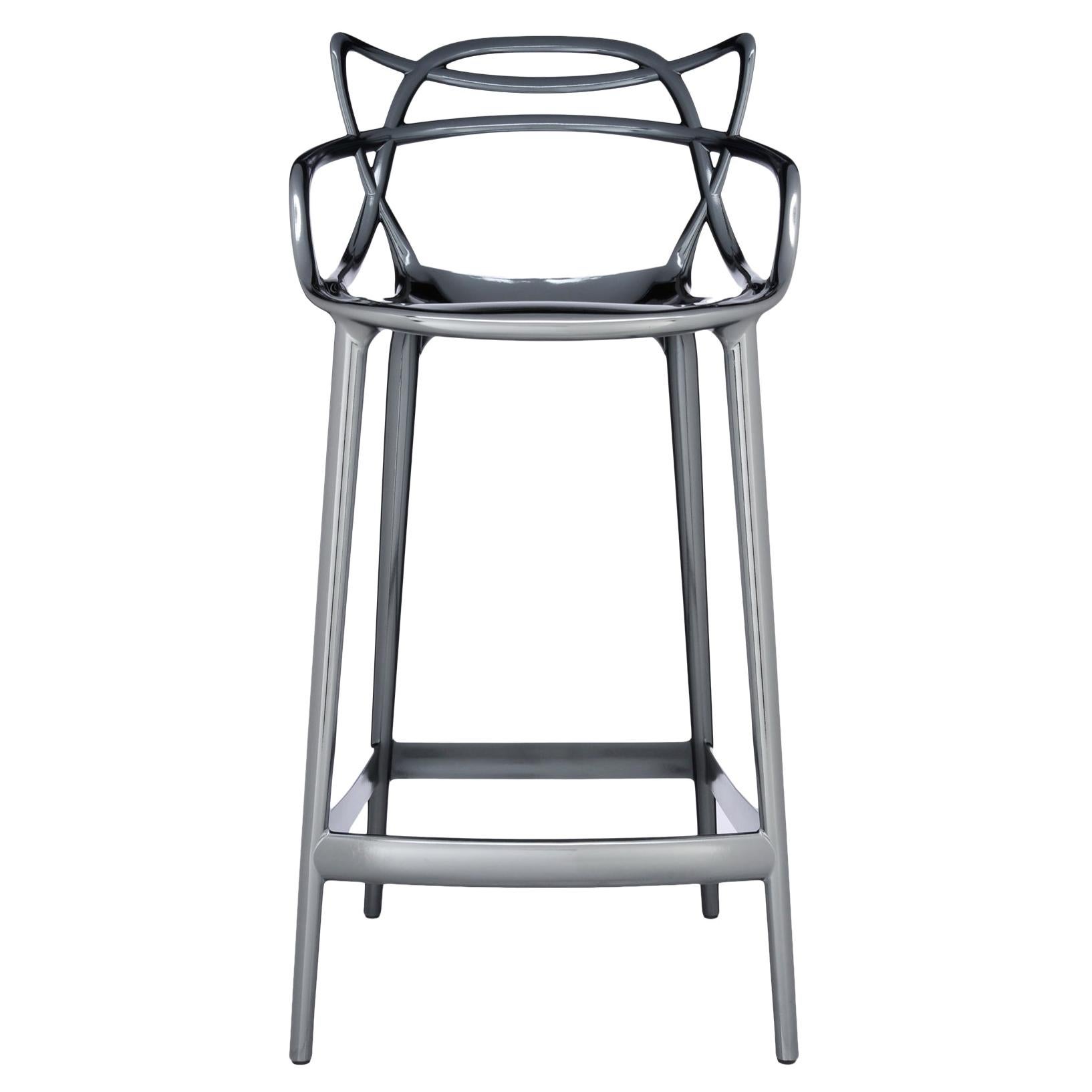 Kartell Masters Counter Stool in Titanium by Philippe Starck & Eugeni Quitllet For Sale