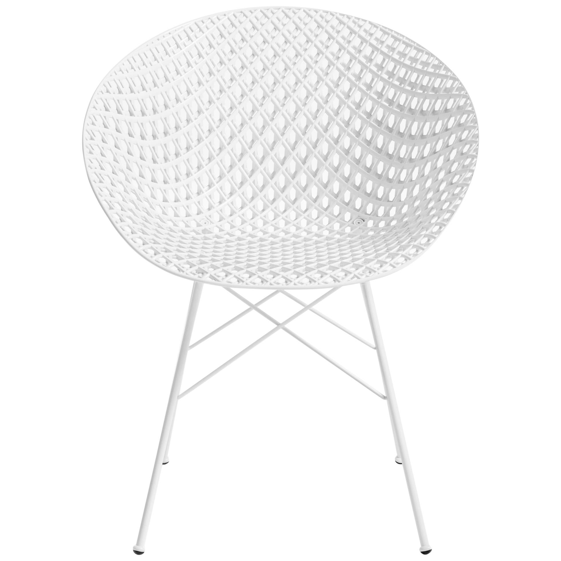 Set of 2 Kartell Smatrik Chair in White with White Legs by Tokujin Yoshioka