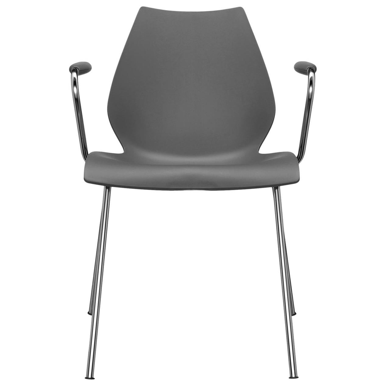 Set of 2 Kartell Maui Armchair in Anthracite by Ludovica and Roberto Palomba