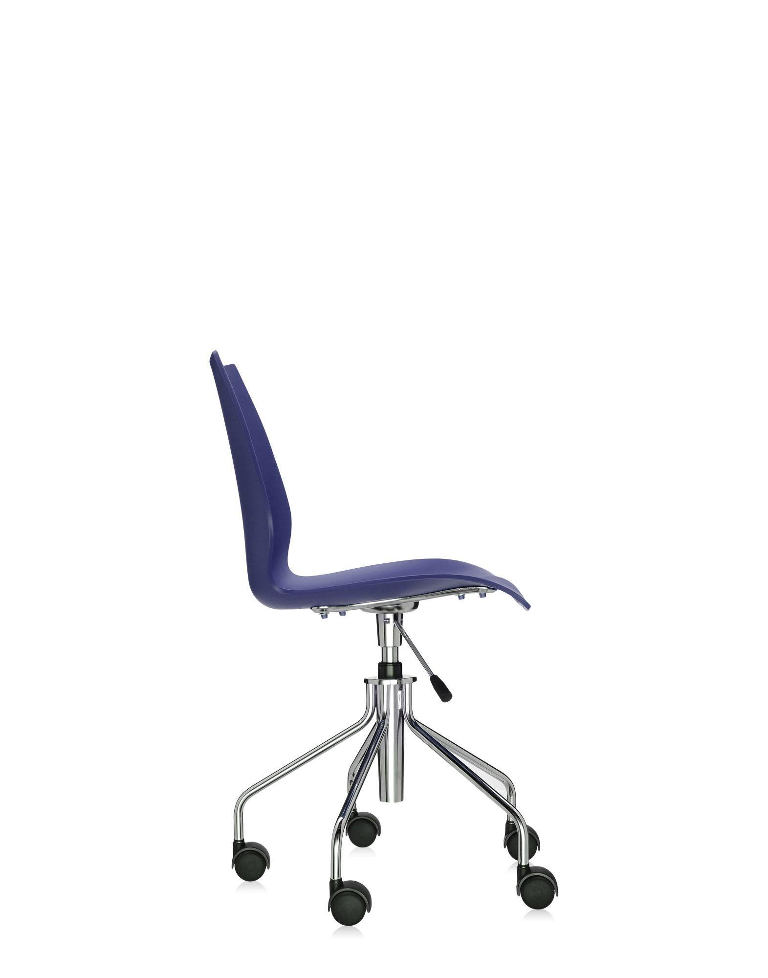 Plastic Kartell Maui Swivel Chair Adjustable in Navy Blue by Vico Magistretti