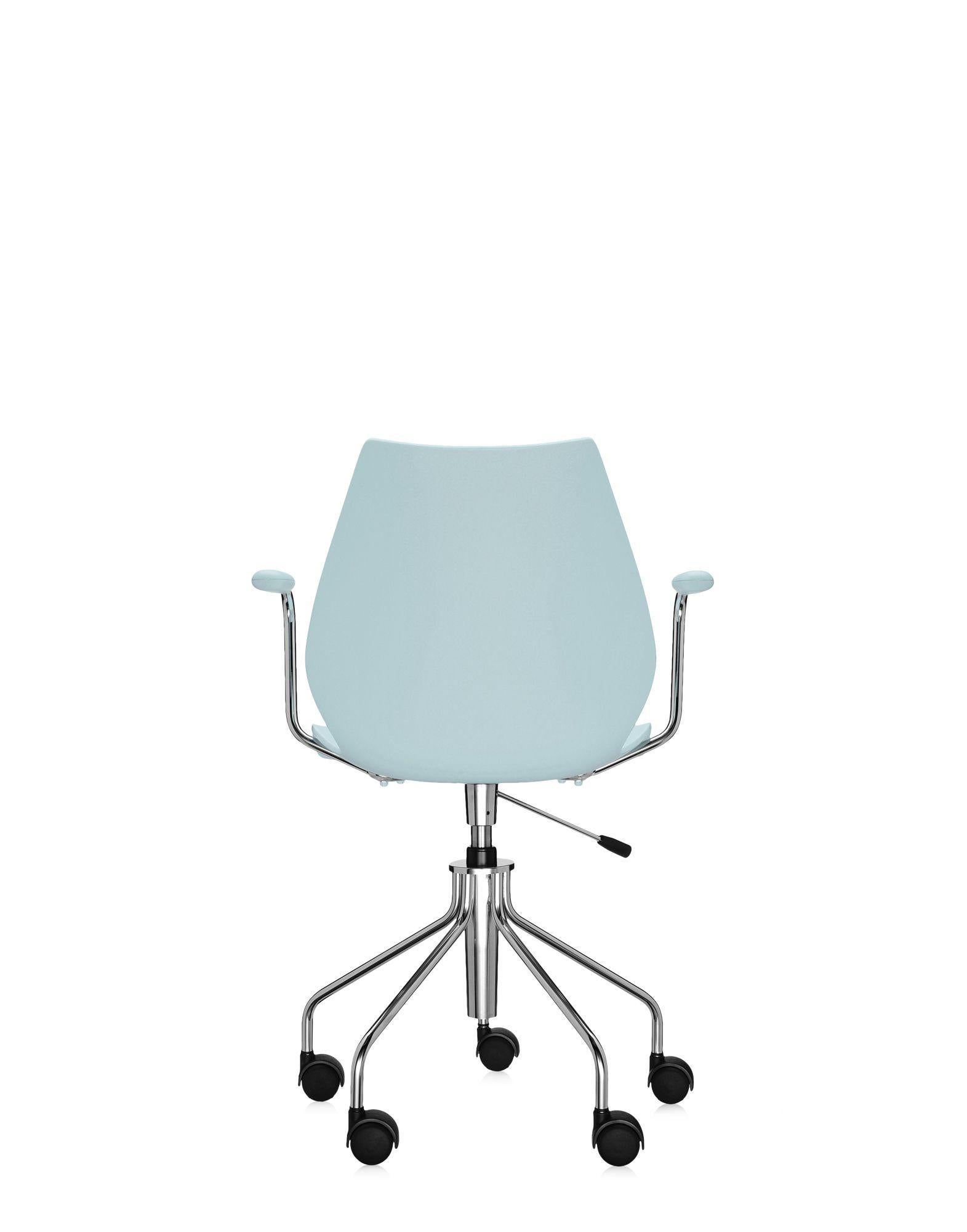 Italian Kartell Maui Swivel Chair Adjustable in Pale Blue by Vico Magistretti