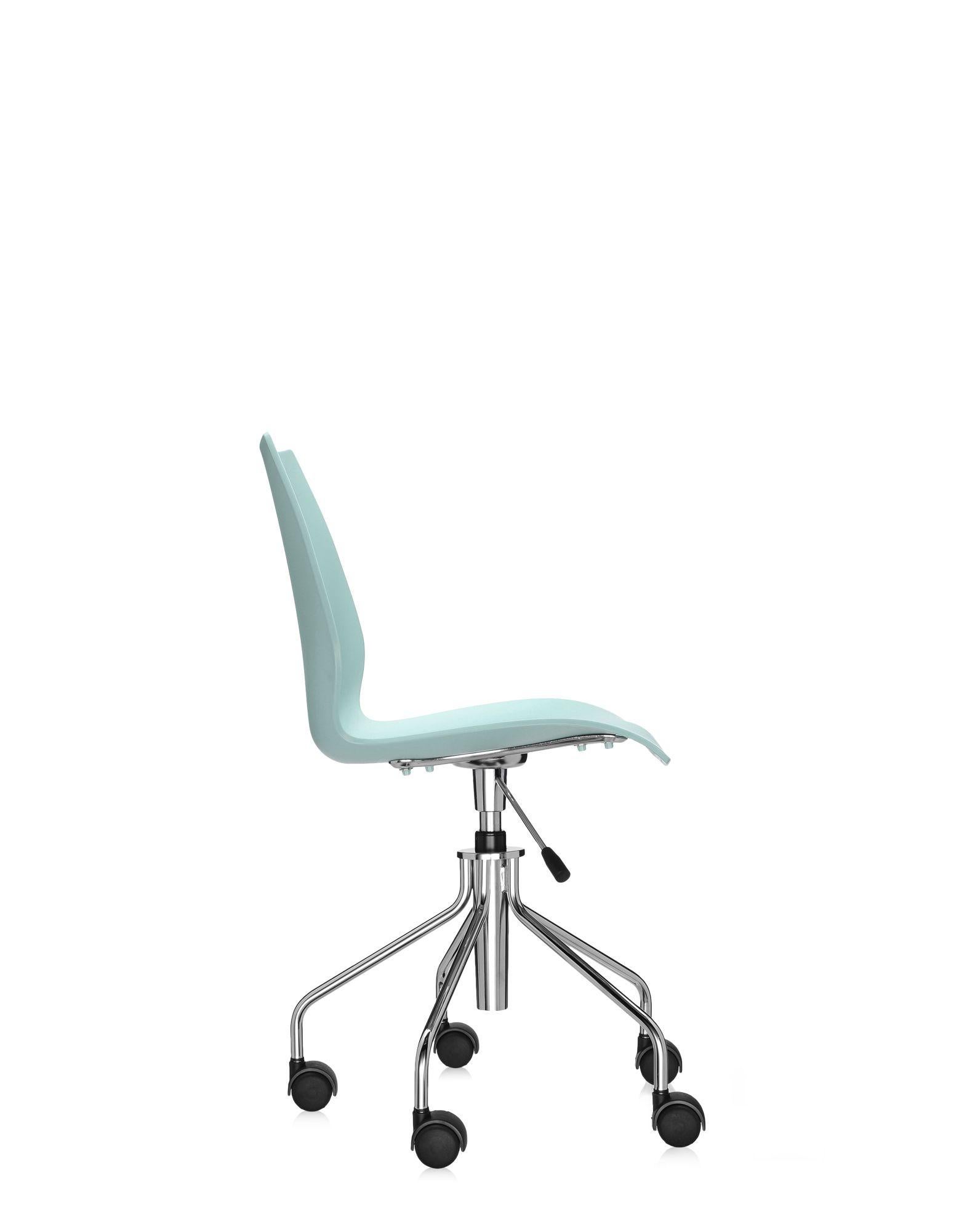Contemporary Kartell Maui Swivel Chair Adjustable in Pale Blue by Vico Magistretti