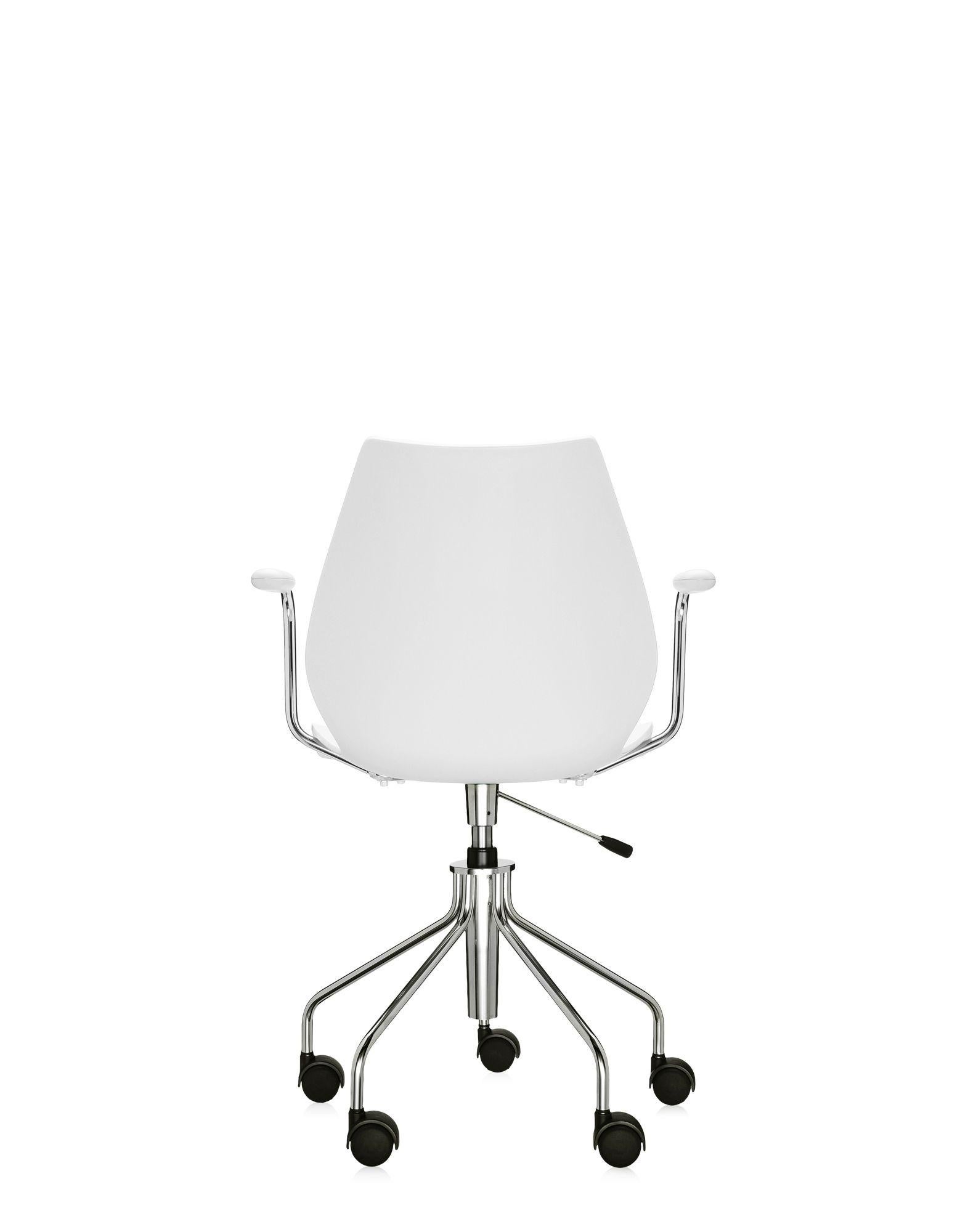Modern Kartell Maui Swivel Chair Adjustable in Zinc White by Vico Magistretti