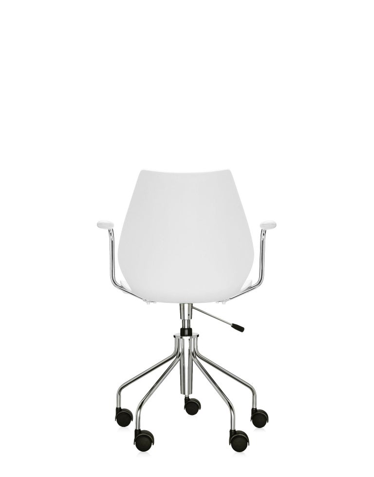 Italian Kartell Maui Swivel Chair Adjustable in Zinc White by Vico Magistretti For Sale