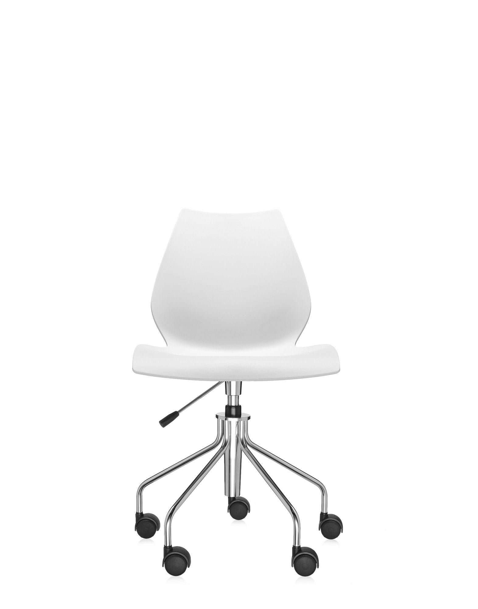 Italian Kartell Maui Swivel Chair Adjustable in Zinc White by Vico Magistretti