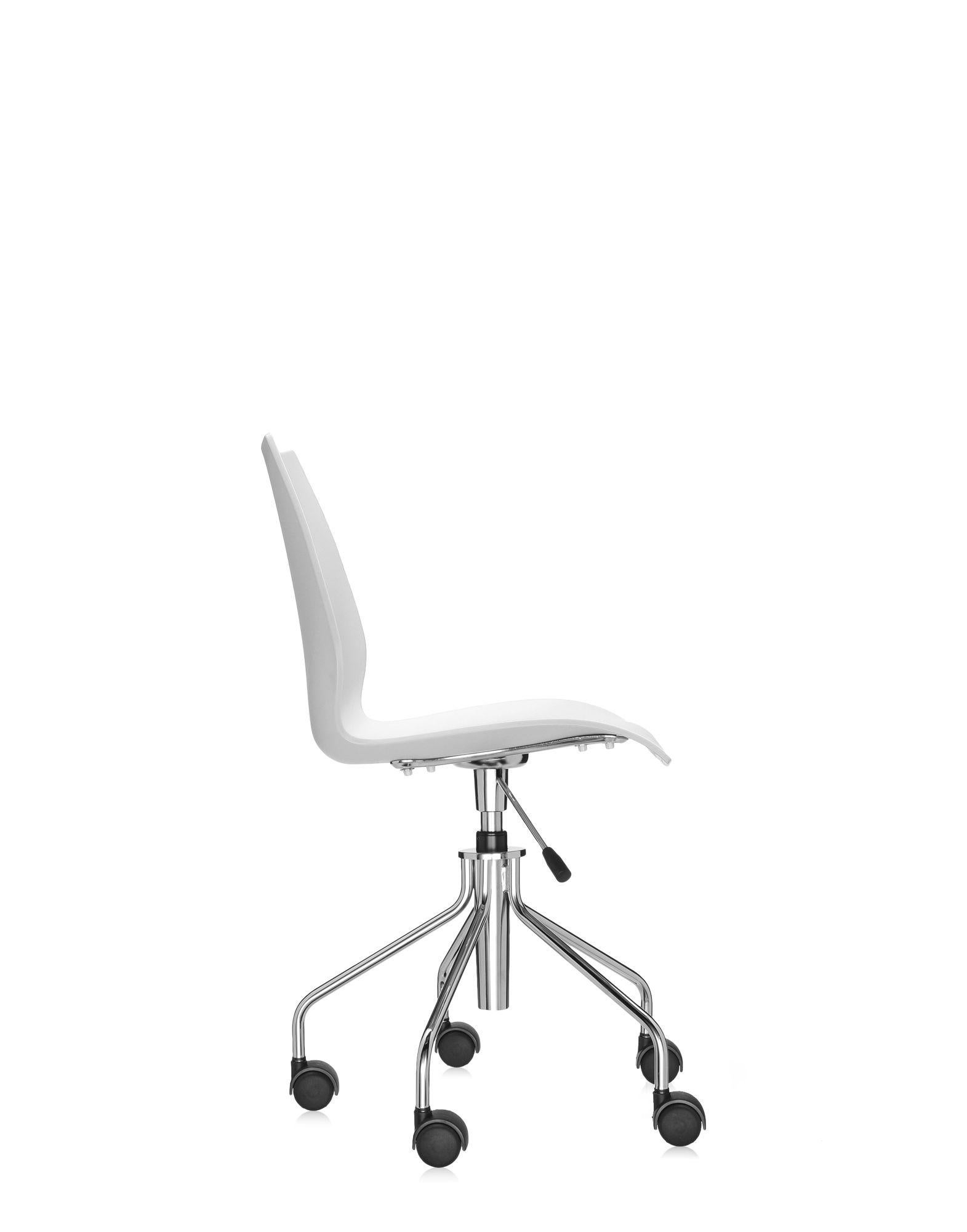 Contemporary Kartell Maui Swivel Chair Adjustable in Zinc White by Vico Magistretti