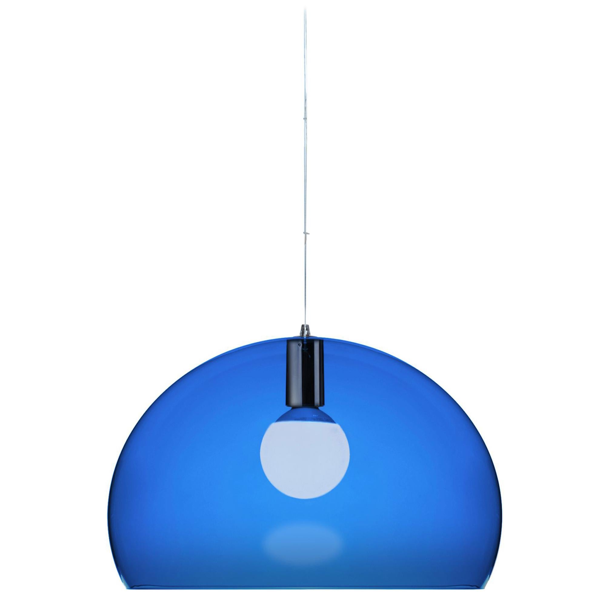 Lampe à suspension Kartell FL/Y de taille moyenne en bleu de Ferruccio Laviani en vente