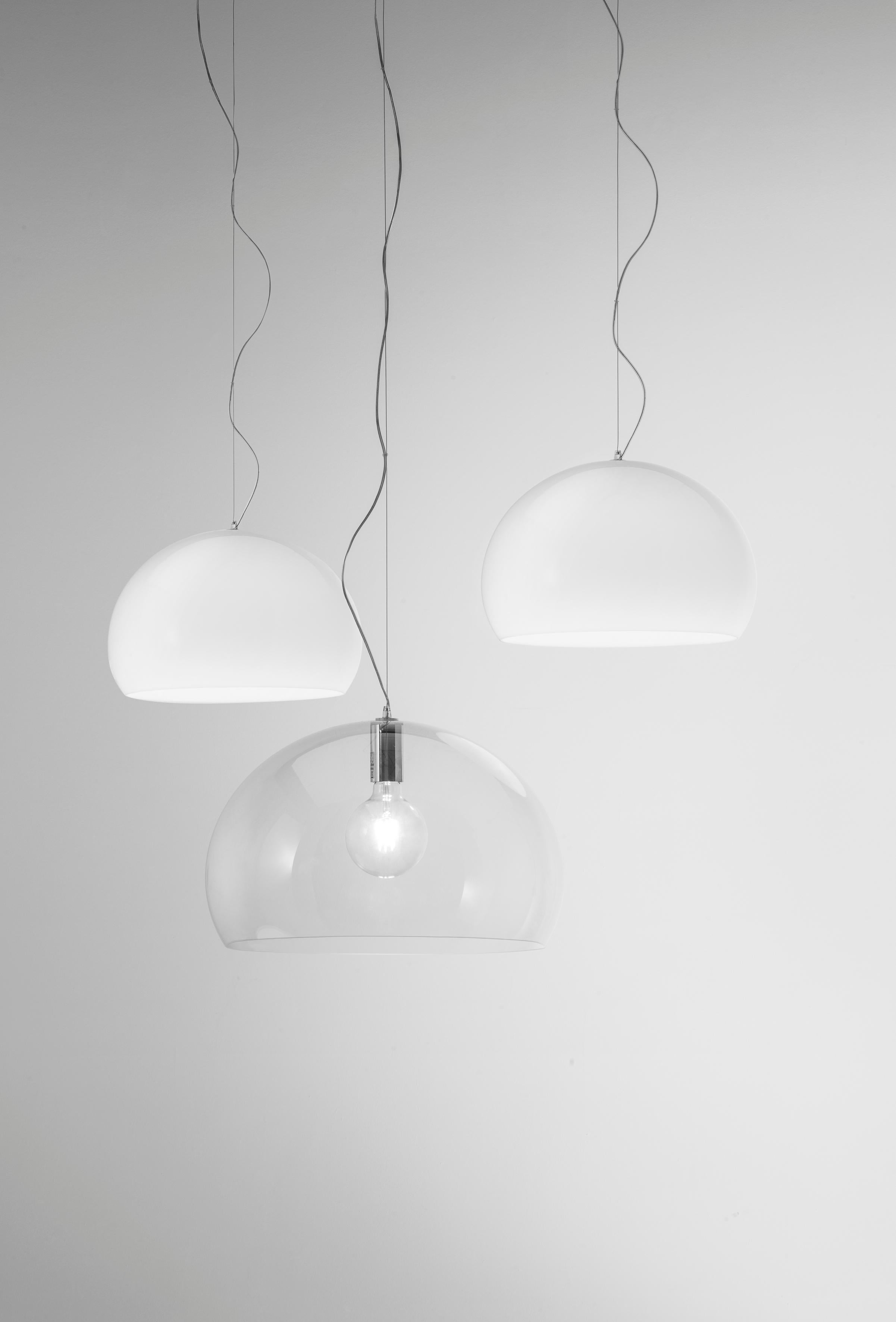 Resin Kartell Medium FL/Y Pendant Light in Chrome by Ferruccio Laviani For Sale
