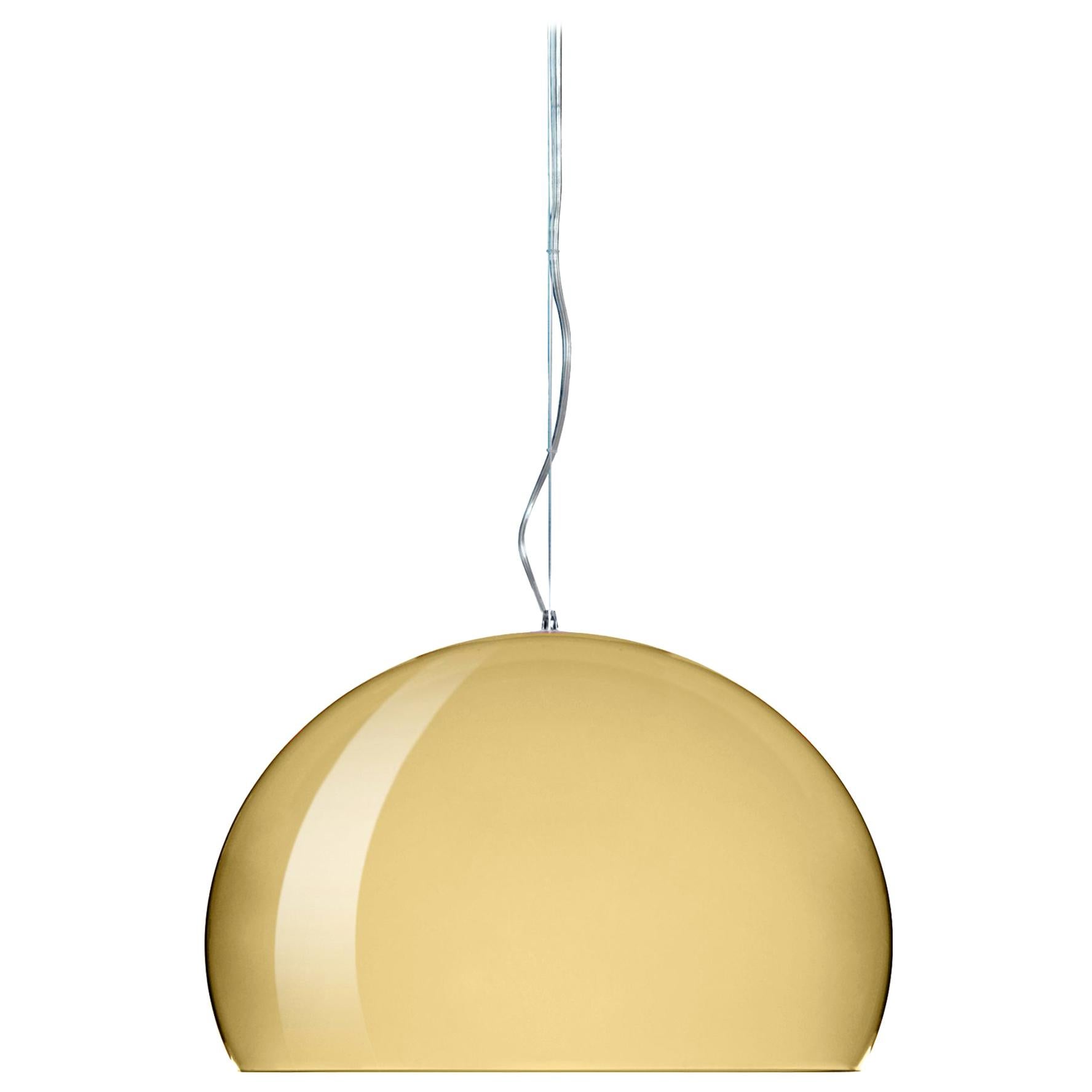 Kartell Medium FL/Y Pendant Light in Gold by Ferruccio Laviani For Sale