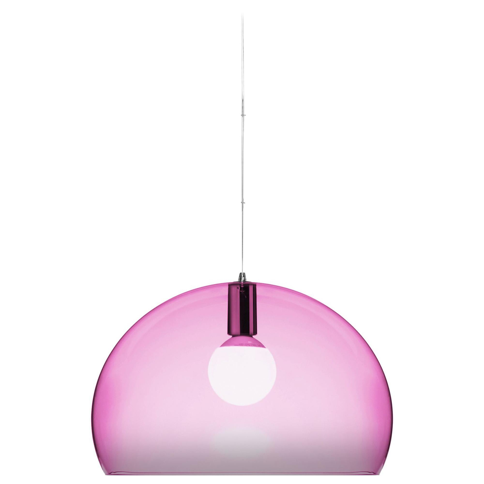 Kartell Medium FL/Y Pendant Light in Pink by Ferruccio Laviani For Sale
