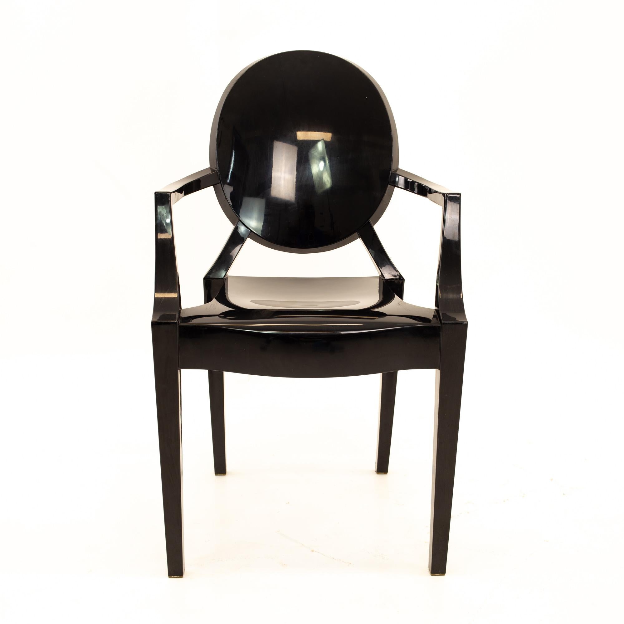 Mid-Century Modern Kartell Mid Century Black Acrylic Ghost Dining Chairs, Set of 4