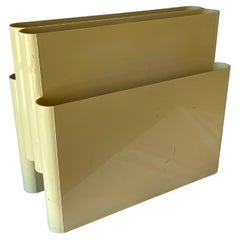 Used Kartell Mid Century Plastic Magazine Holder in Ivory by Designer Giotto Stoppino